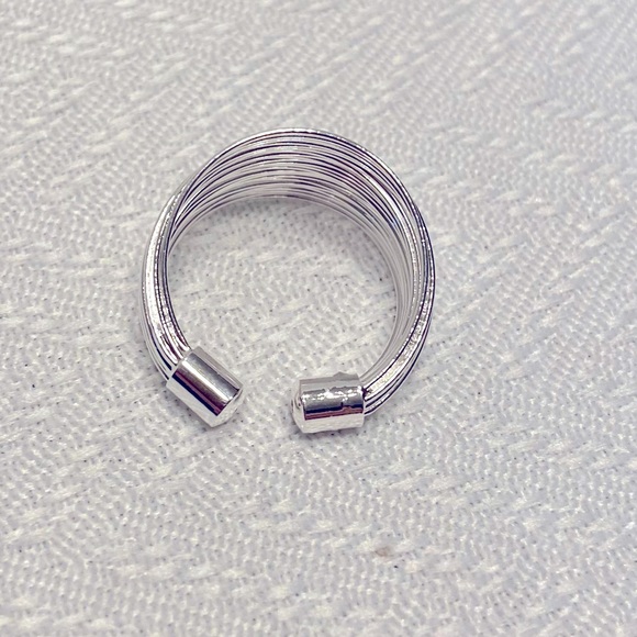 Sterling Silver Plated Wire Band Ring Adjustable Thumb Ring - Picture 3 of 3